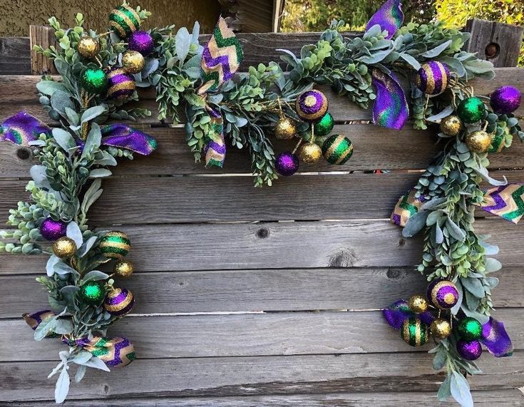 Mardi Gras Garland Mardi Gras Swag Mardi Gras Mantel Piece Etsy