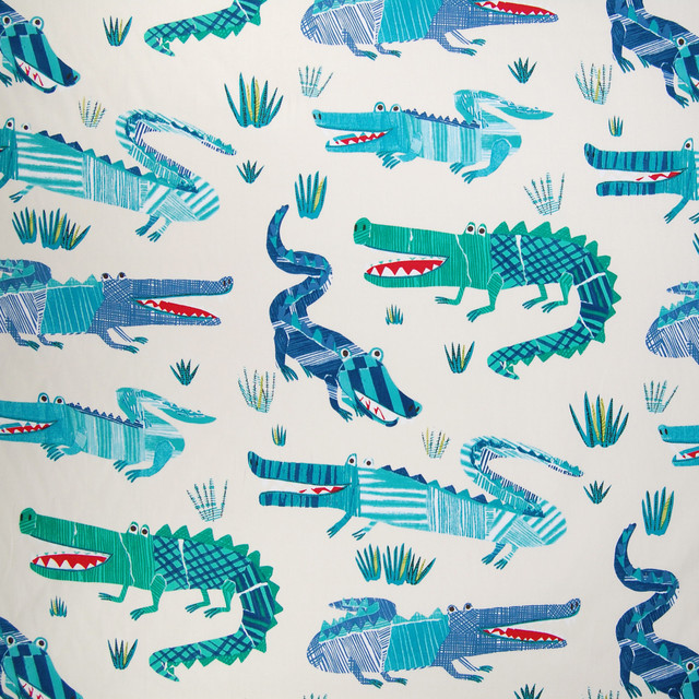 Marine Blue Animal Novelty Juvenile Cotton Print Upholstery Fabric