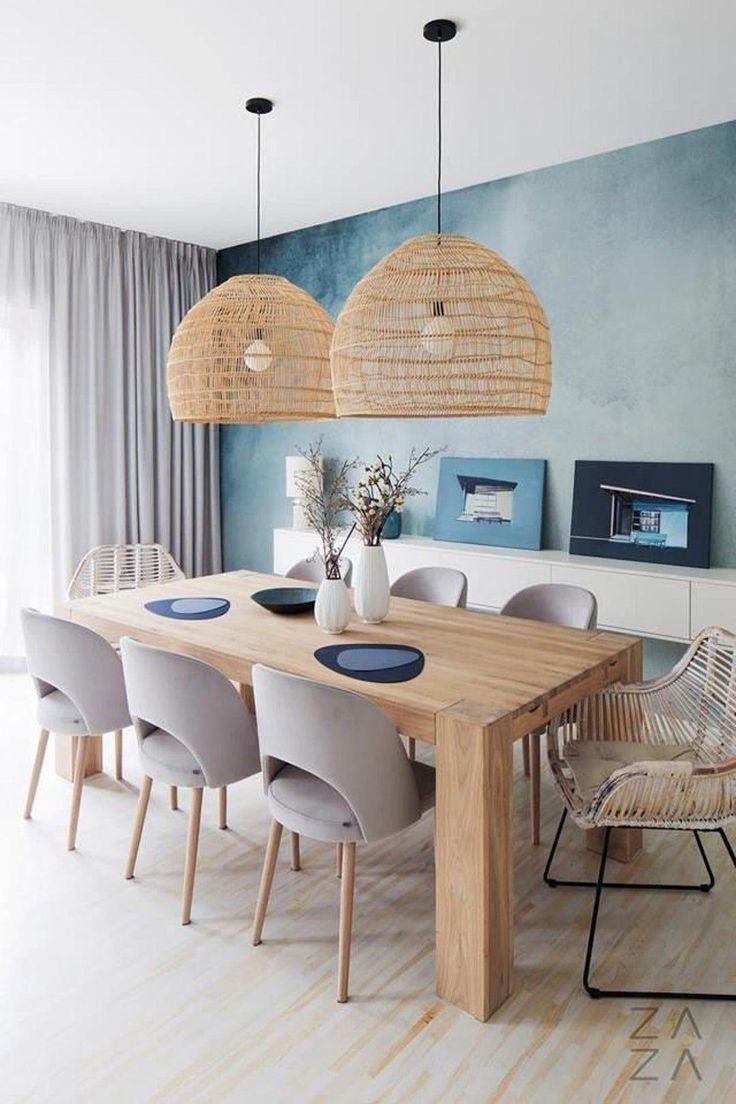 Modern Coastal Farmhouse Dining Room With Seagrass Chairs Four