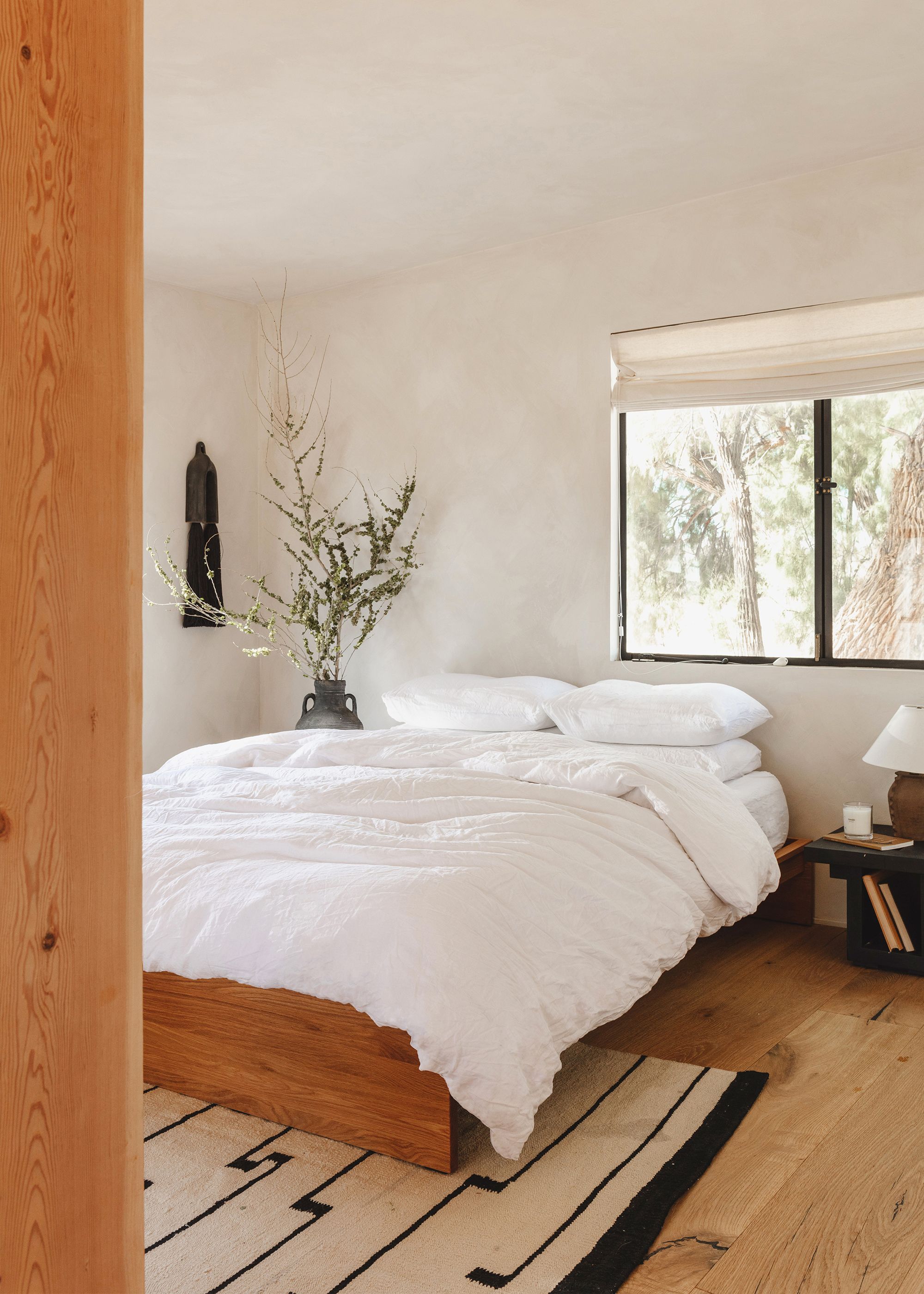 Modern Minimalist Spring Bedroom Makeover Organic Navy And Green Decor