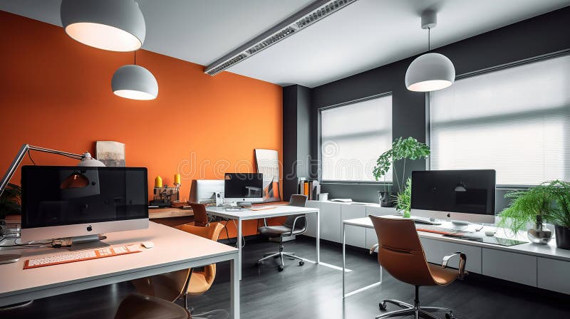 Modern Office Interior Ideas For Increased Productivity Generative Ai Stock Illustration