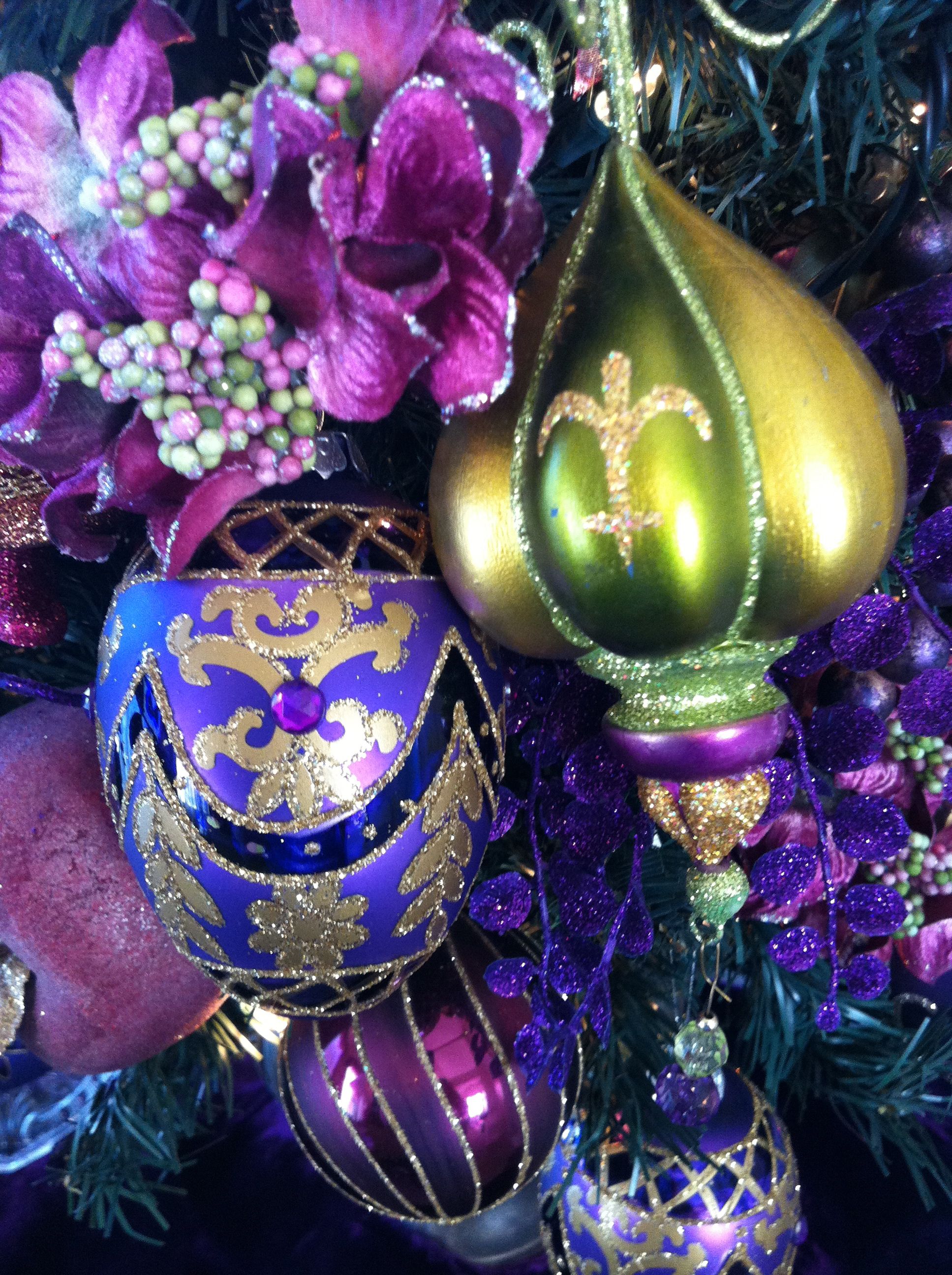 My Gorgeous Purple Ornaments And Flowers On A Christmas Tree Purple