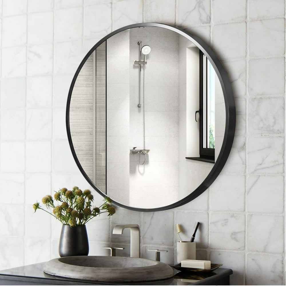 Neutype 28 Amp Quot Gold Round Wall Mirror Modern Aluminum Alloy Frame Accent Wall Mounted Decorative