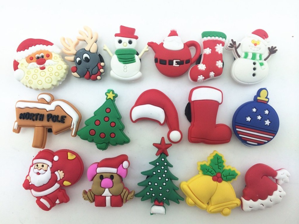 New 80Pcs Lot Christmas Santa Pvc Shoe Charms Shoe Accessories Fit