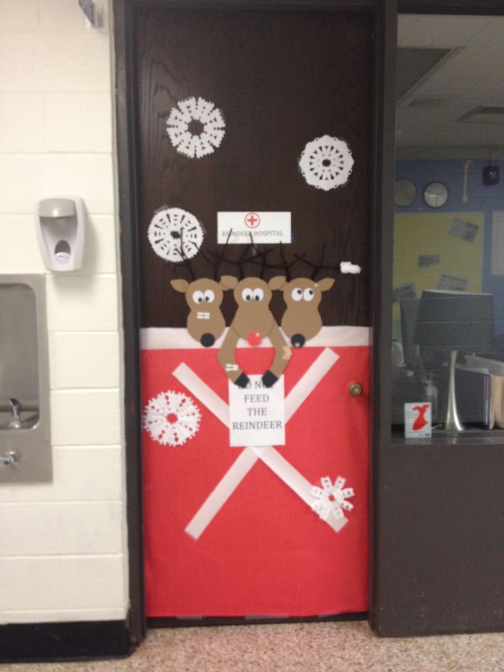 Nurses Office Holiday Decorations Reindeer Hospital Christmas Door