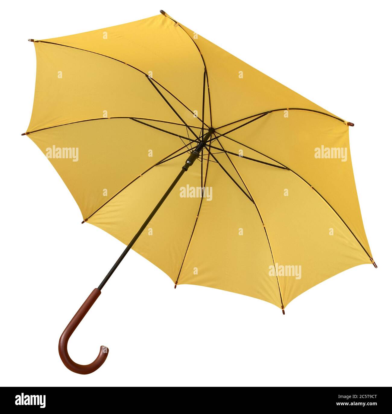 Open Yellow Umbrella Isolated On White With Clipping Path Stock Photo Alamy