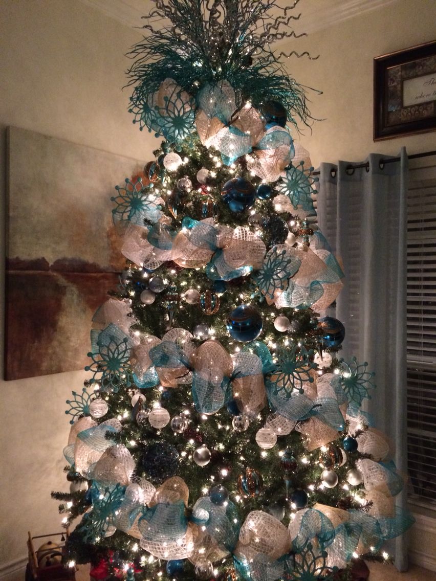 Our 2016 Purple White Silver And Teal Christmas Tree Decorated By