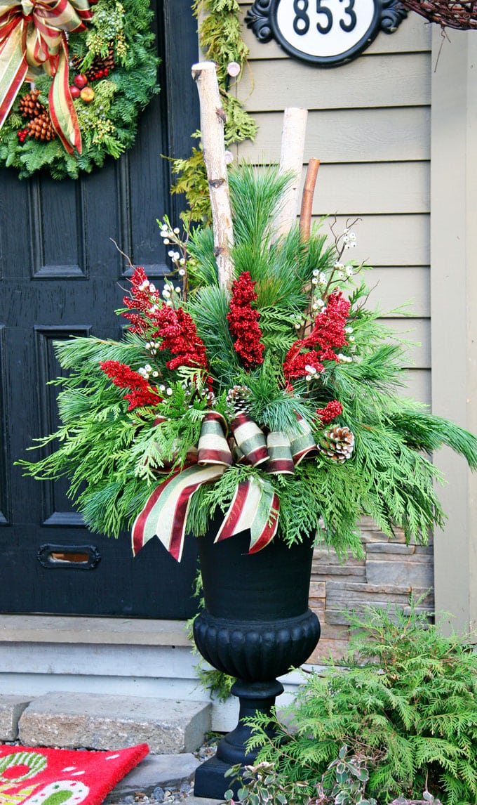 Outdoor Christmas Planters Front Door Christmas Decorations Christmas