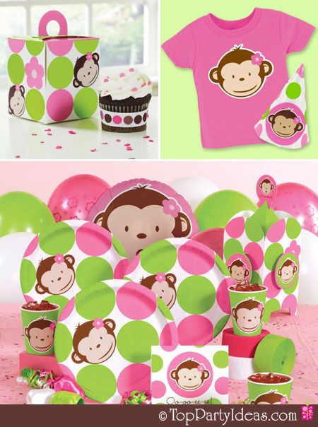 Pink Mod Monkey Personalized Party Theme Monkey Birthday Parties Monkey Party Ideas Monkey