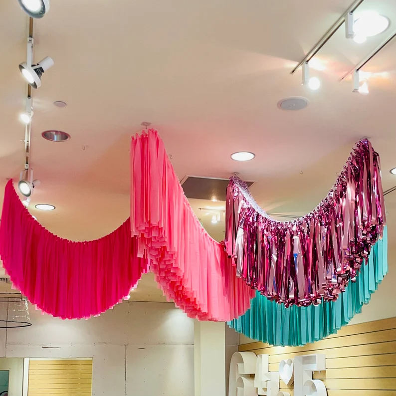 Plastic Fringe Ceiling Installation Plastic Fringe Overhead Etsy