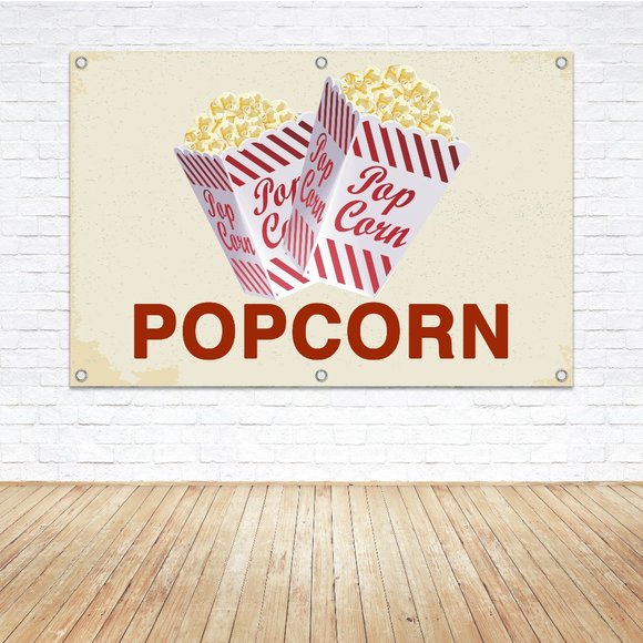 Popcorn Stand Vendor Vinyl Banner 1 5 X 2 5Ft Sign Festival Carnival