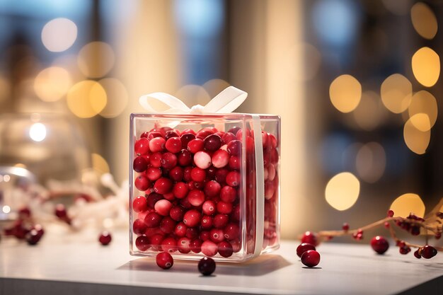 Premium Ai Image Photo Of Cranberries In A Glass Box Cuboid With