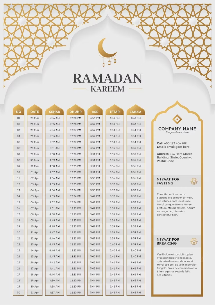 Premium Vector Ramadan Kareem Hijri Calendar Template Design With