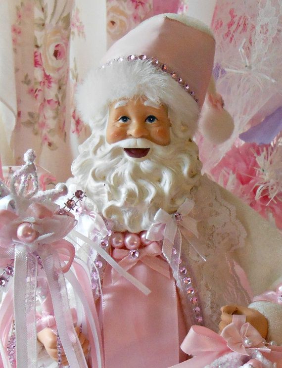 Reserved Princess Kathryn Shabby Chic Santa Doll White Bridal Lace Bow