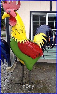 Rooster Decor Garden Statue Chicken Yard Art Sculpture Outdoor Metal