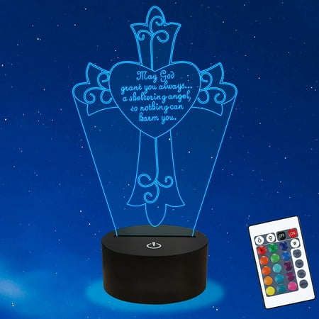 Saydy Jesus Cross 3D Night Light Christ Optical Illusion Lights 16 Colors Change With Remote