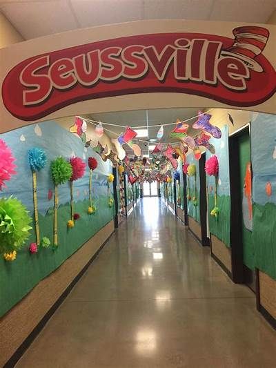 Seussville Hallway Decorated By Parents And Teachers Dr Seuss Day