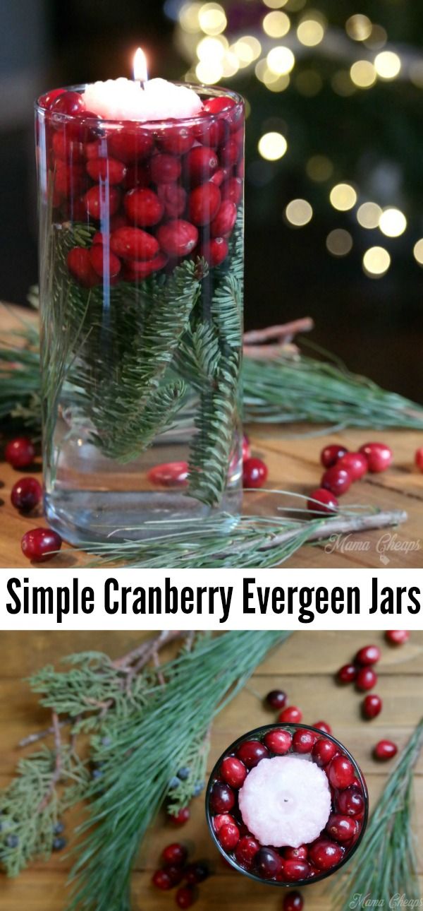 Simple Cranberry Evergreen Jars Holiday Diy Decor Mama Cheaps