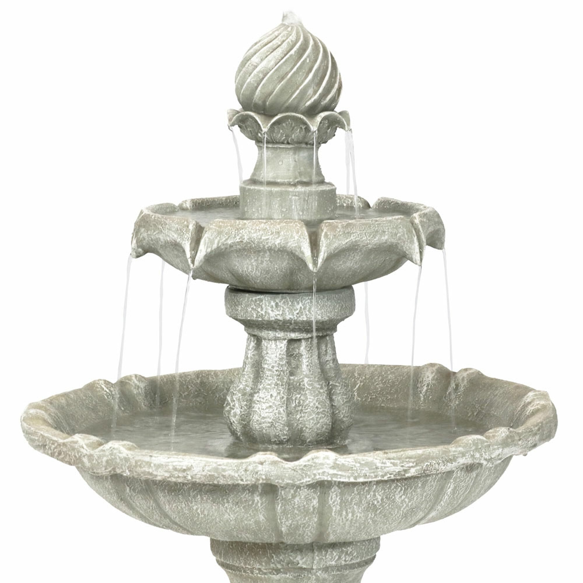 Sunnydaze Two Tier Solar Outdoor Fountain With Battery Backup Garden