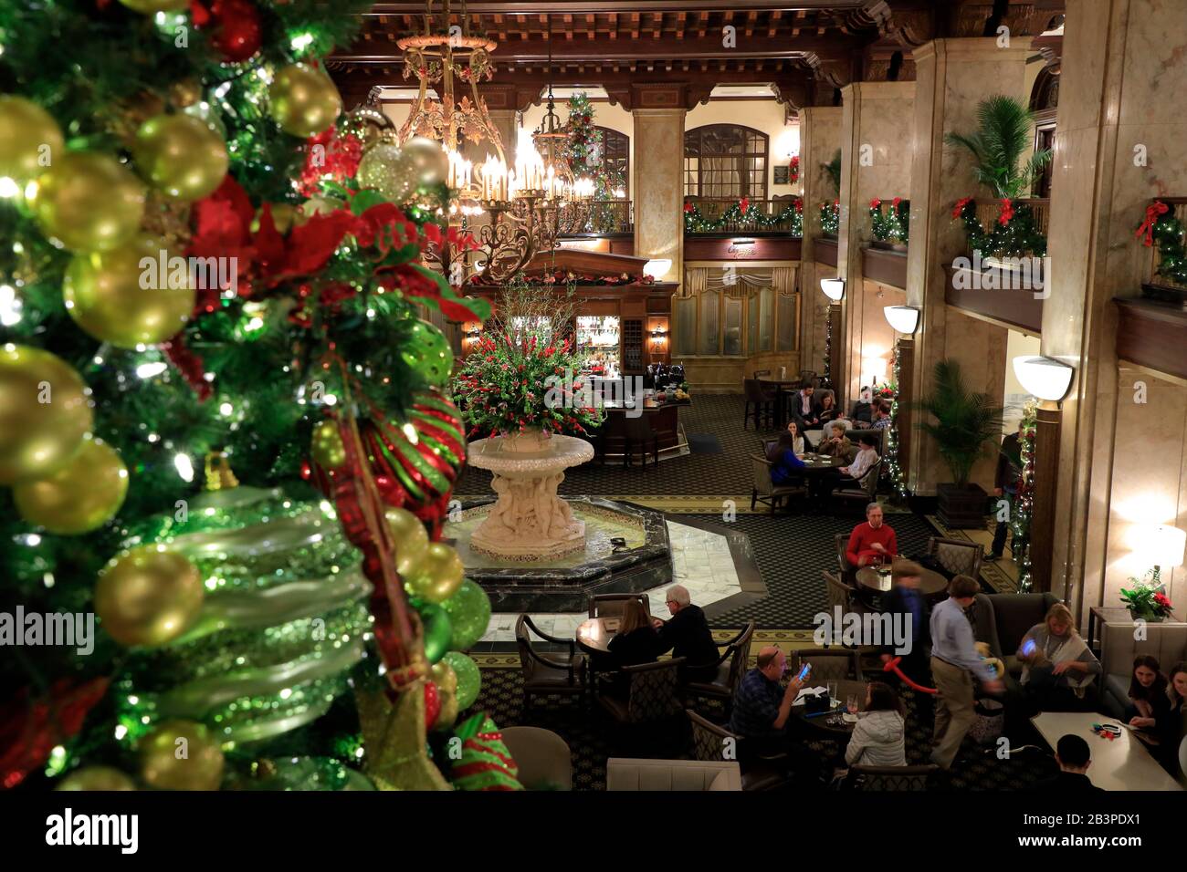 The Lobby Of The Peabody Hotel With Holiday Season Decoration Downtown