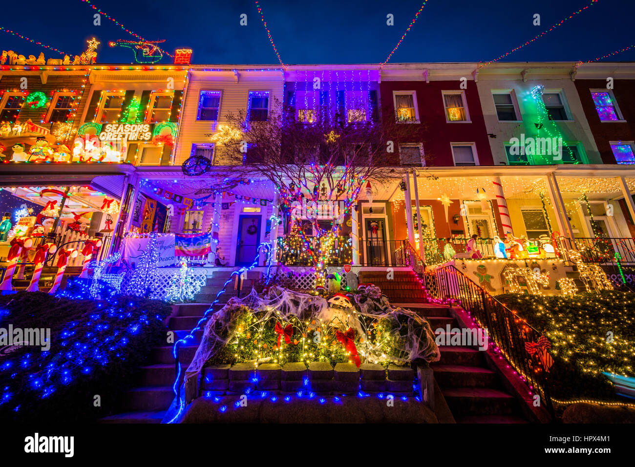 The Miracle On 34Th Street Christmas Lights At Night In Hampden