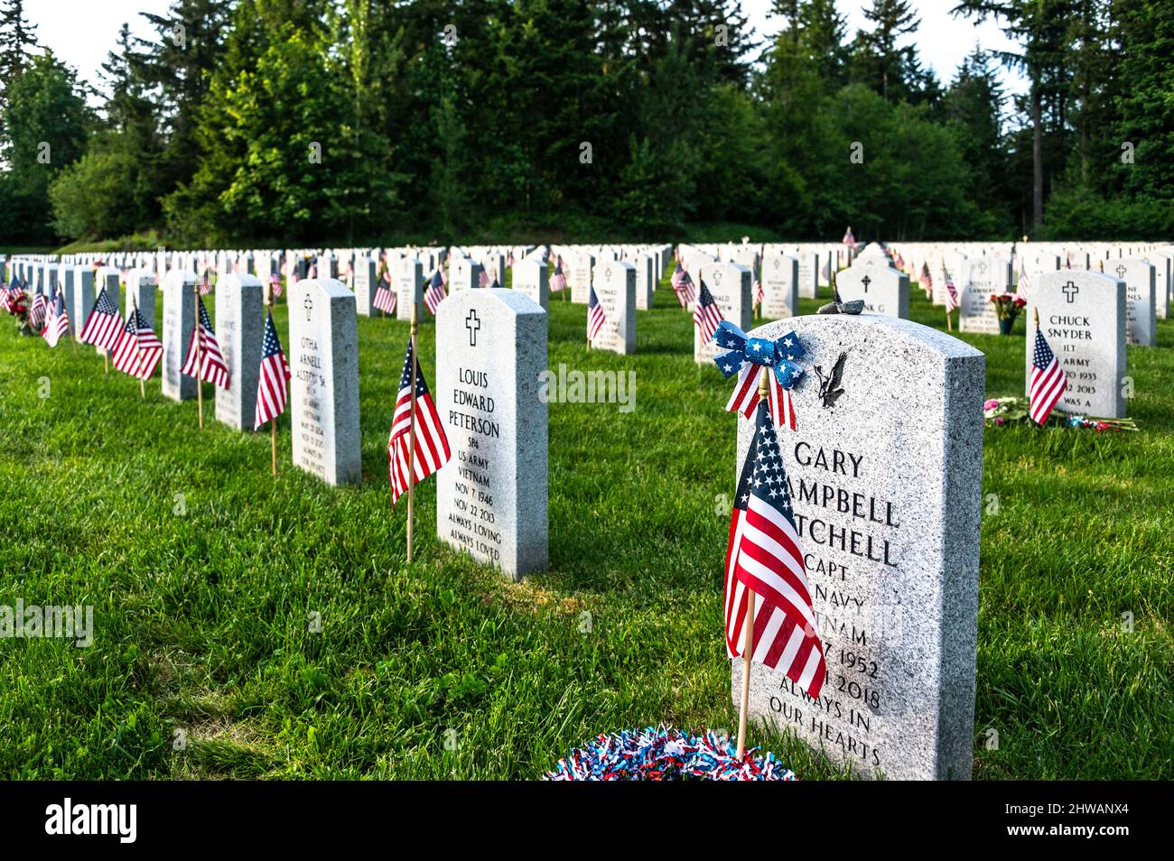 Tombstones And Graves At The Tahoma National Cemetery In Kent