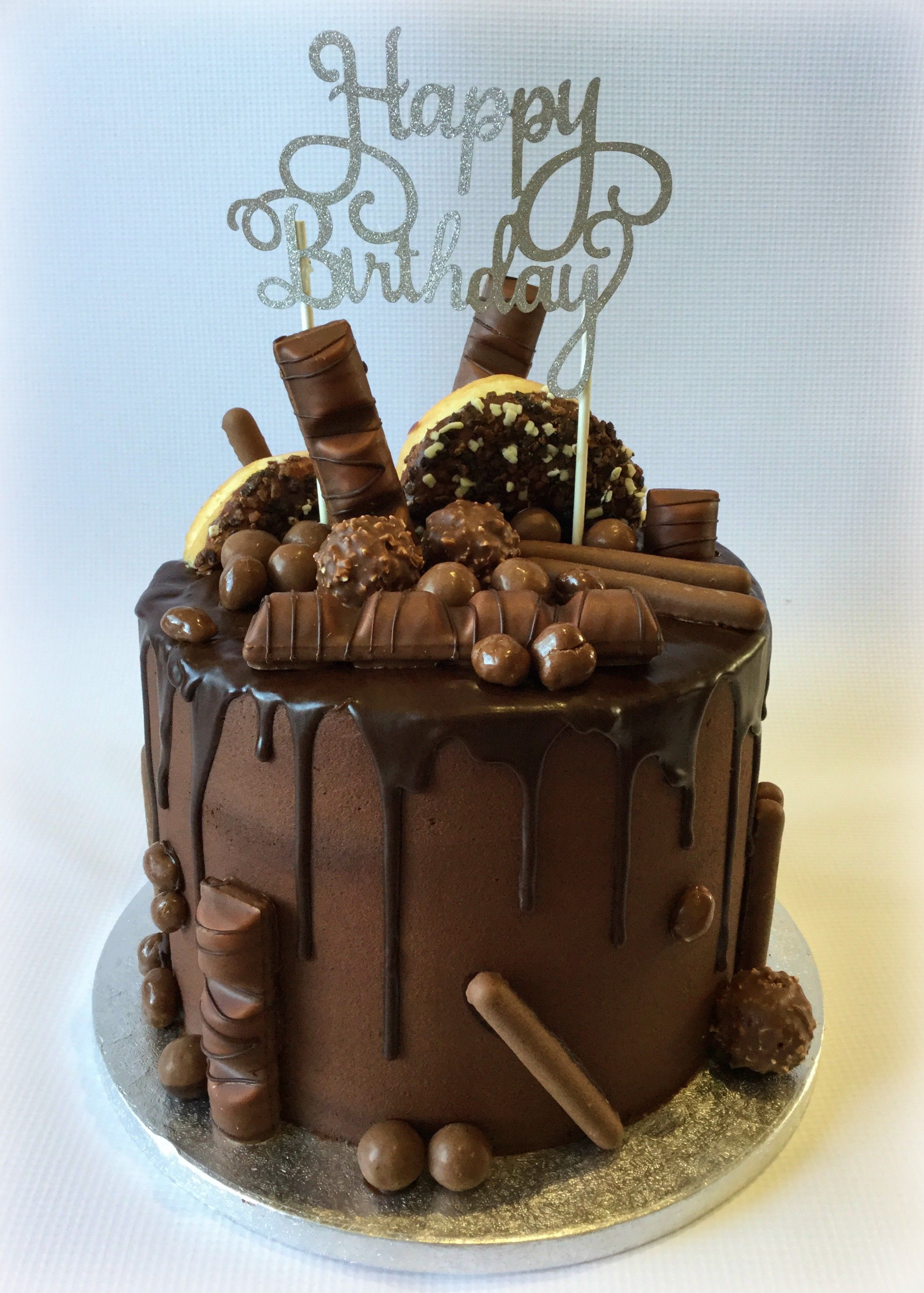 Topped With Chocolates Chocolate Birthday Cake Decoration Drip Cake