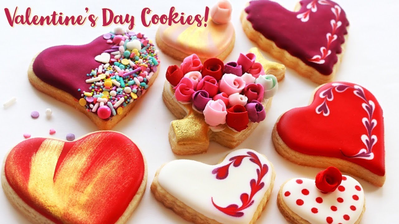 Valentine S Day Heart Cookie Decorating Youtube