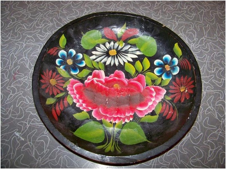 Vintage Batea Mexican Painted Wooden Plate Wooden Plates Plates