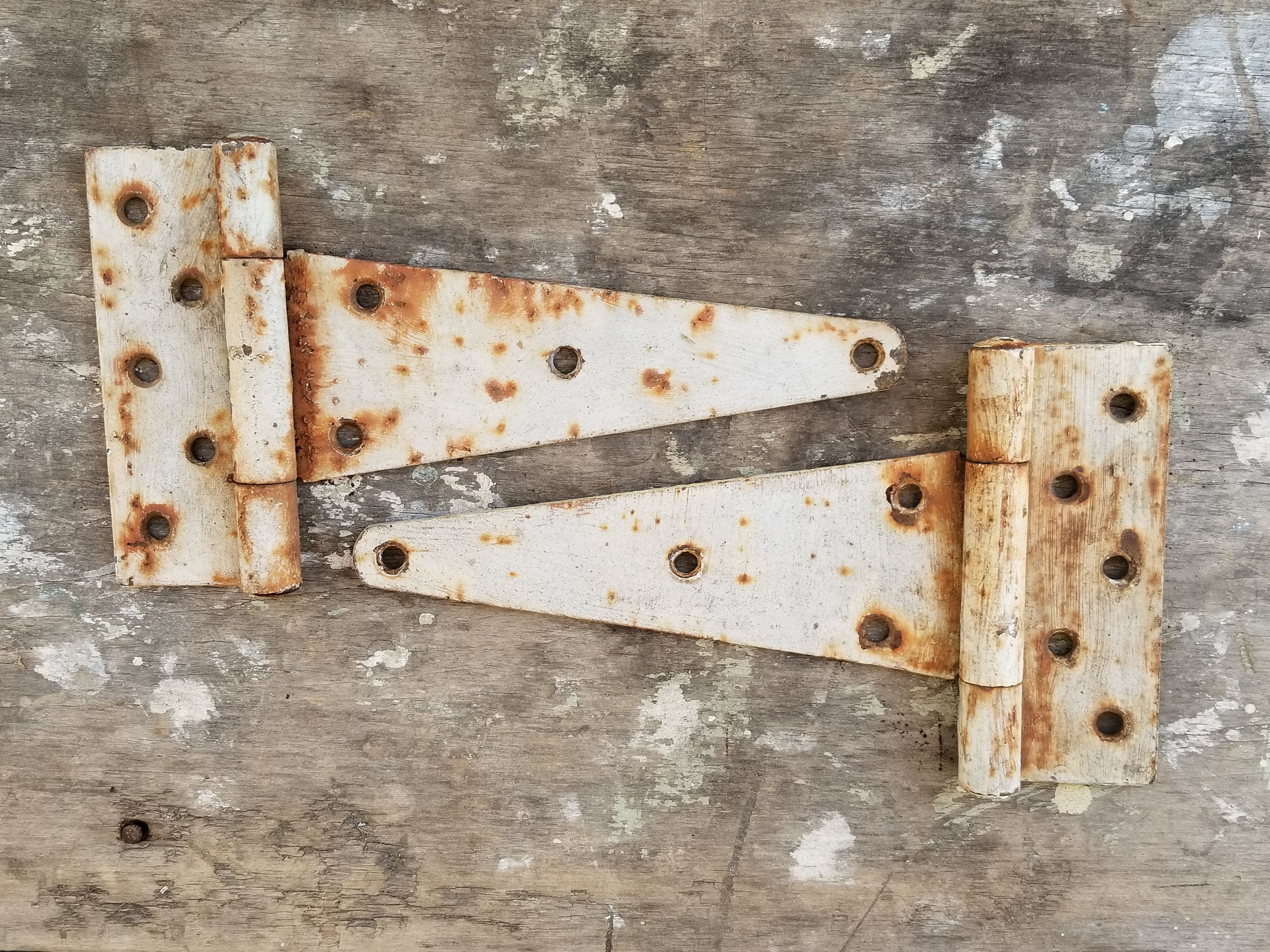 Vintage Rustic Barn Door Hinges Rusty Hinges Painted Metal Hinges