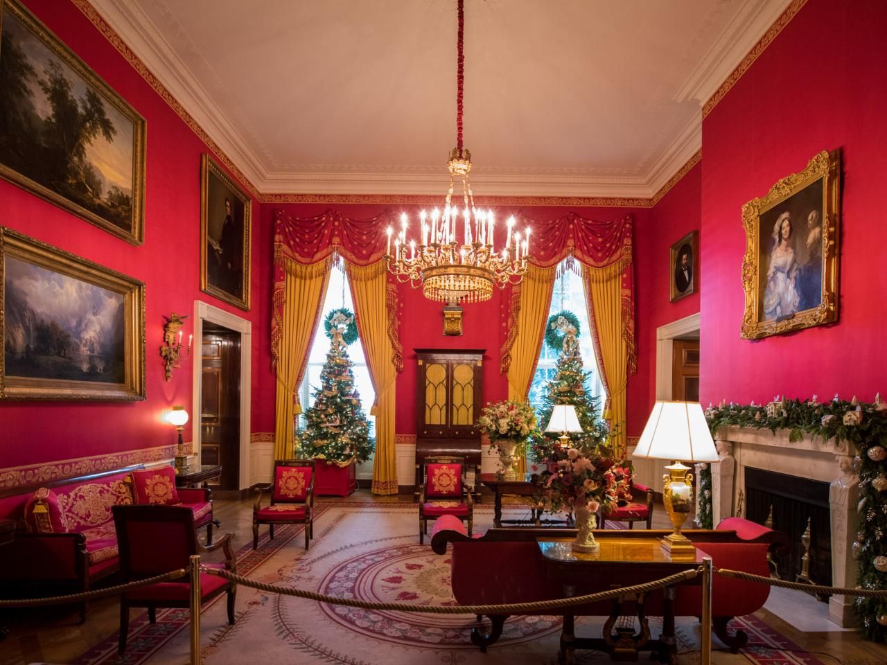 White House Red Room Decorated For Christmas White House Christmas